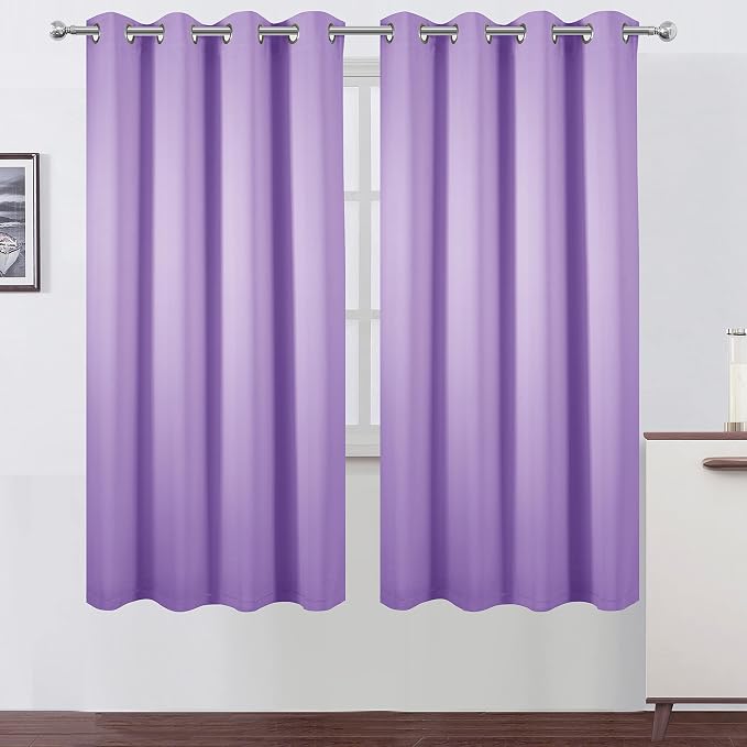 100% Blackout Curtains 52 x 72 Inch/Lavender Curtains 2 Panels - Image 2