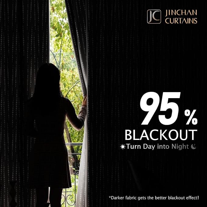 jinchan Boho Blackout Curtains 108 Inches Long Moon Phase Printed Drapes | - Image 3