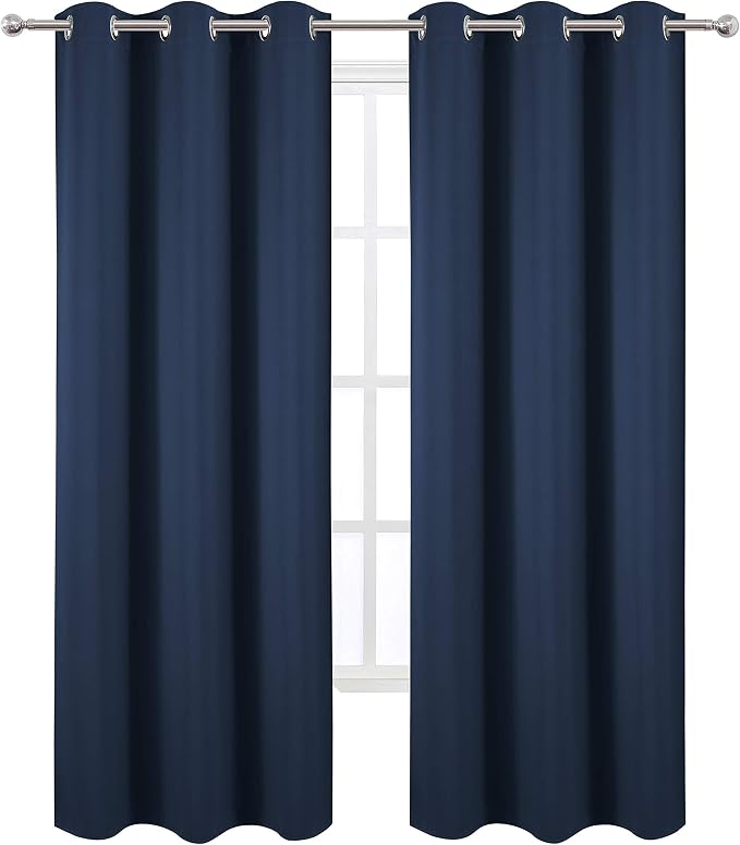 Navy Blue Thermal Blackout Curtains/42 x 95 Inch/Set of 2 Panels Room Darkening - Image 2