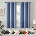 Short Denim Blue Blackout Kitchen Curtain W40 x L54 Inch 2 Panels | Thermal by Woaboy