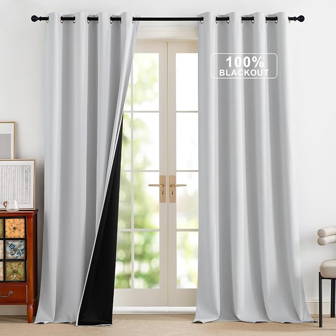 NICETOWN Greyish White 100% Blackout Curtains by NICETOWN