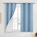 YoungsTex Light Blue Linen Blackout Curtains 48 Inch Length by YoungsTex