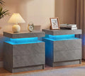 Gray Modern LED Nightstand Set of 2 by Unknown