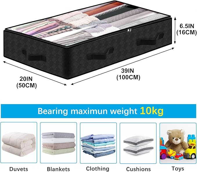 BiCINE 90L Under Bed Storage Containers, 4 Pack Foldable Closet Organizers and - Image 4