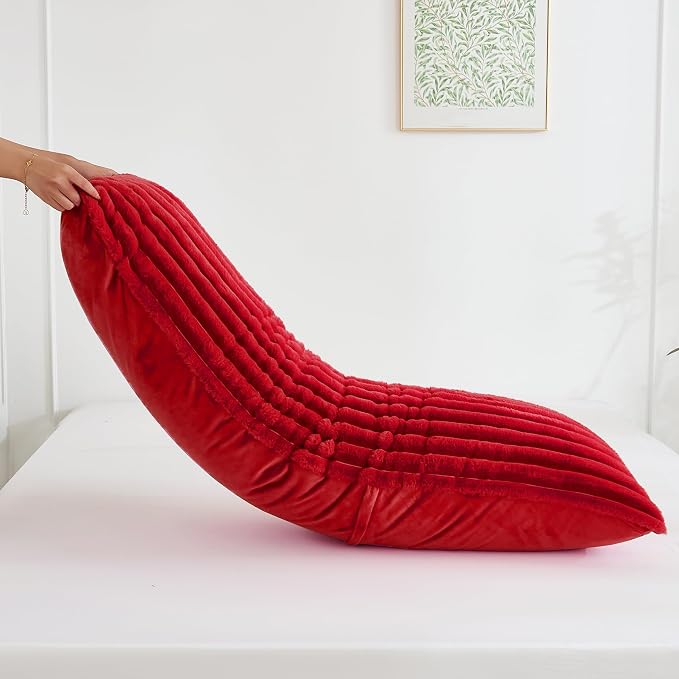 Full Body Pillow with Fluffy Stripe Faux Fur Removable Cover, 7D Fiber Fill - Image 5