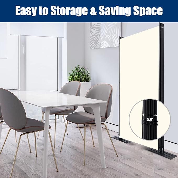 Room Divider 4 Panel-136''Wide, 6FT Room Dividers and Folding Privacy Screen | - Image 4
