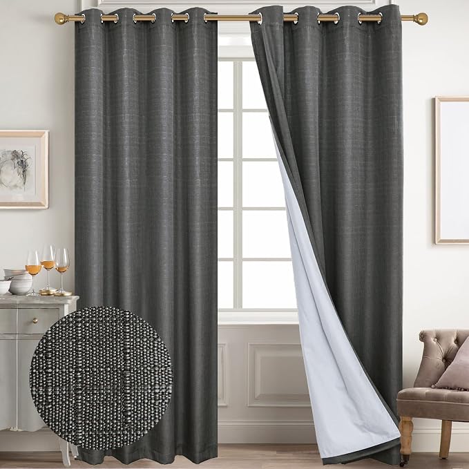 Diraysid 100% Blackout Curtains Dark Grey Linen Curtains by Diraysid%2C+refresh+your+life