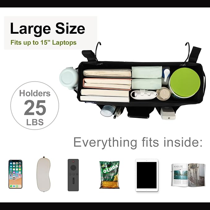 Surblue Bedside Organizer with Hook Bedside Caddy Hanging Storage Bag with - Image 3