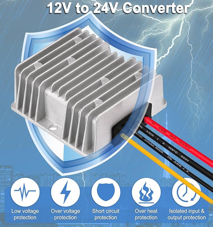 EAGWELL 12V to 24V Boost Converter 5A 120W DC 12V to 24V Step Up Converter Voltage Regulator Transformer for Golf Carts, Solar System, RV, LED Lights