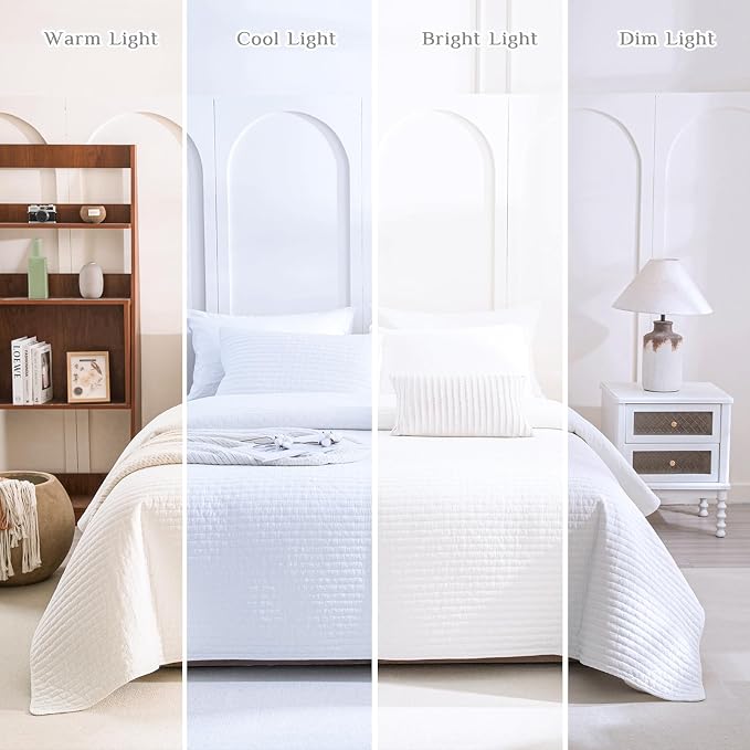 CozyTide Oversized King Quilt 120"x120", Stone-Washed Bright White Cotton - Image 6