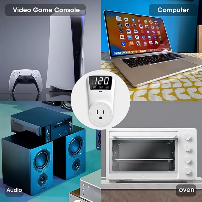 Smart Surge Protector Voltage Stabilizer Fireproof UL94V-1 Wall Mount Surge Protector Outlet for Refrigerator, TV & Heavy-Duty Appliances w/Real-Time Monitoring & Custom Voltage 80V-140V