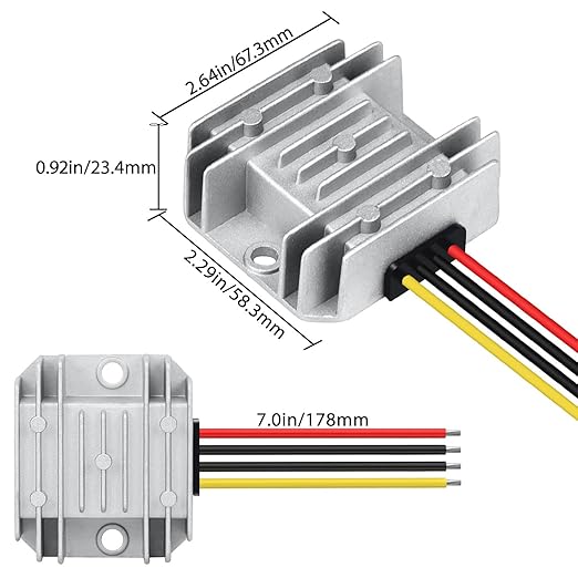 LeMotech DC 12/24v to 5v Converter 5A 25W Step Down Converter Voltage Regulator IP68 Waterproof Transformer for Golf Cart Truck Boat Vehicle