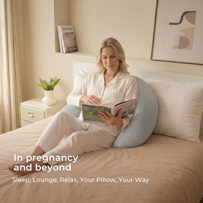 Momcozy J Shaped Pregnancy Pillow, Maternity Body Pillow - Image 4