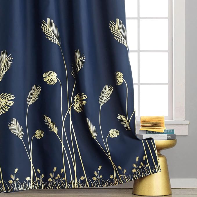 Elegant Palm Tree Leaf and Wheat Pattern Blackout Curtains Foil Print Light - Image 7