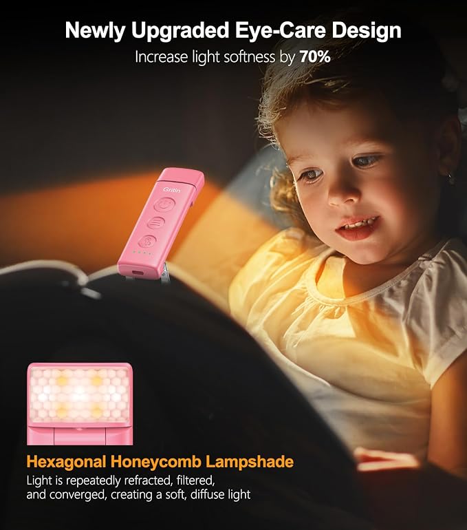 Gritin Book Light Rechargeable, Clip on LED Reading Light - Image 4