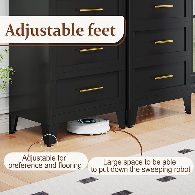 Metal Dressers, Black Small Dresser for Bedroom, 24.76" H Dressers & Chests of Drawers, Dresser and Nightstand Sets for Living Room, Entryway, Hallyway (Black, 2 Drawers)