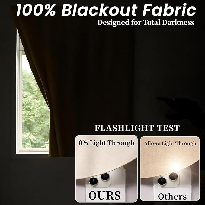 AJAZZ 100% Blackout Stick Curtain Portable Black Out Curtains Adhesive Curtains - Image 3