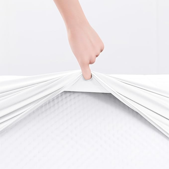 Hearth & Harbor 2 Pack King Size Quilted Fitted Mattress Pad Cover, 100% Waterproof Mattress Protectors, Deep Pocket Fitted Mattress Cover 8" - 21" (78" x 80", White)