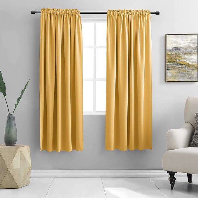 Mustard Yellow Curtains for Bedroom by DONREN