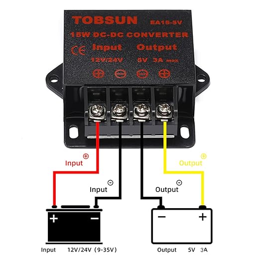MGGi DC/DC 12V 24V to 5V 3A 15W Voltage Reducer Converter Regulator, Step Down Converter Regulator DC to DC Waterproof Power Supply Module Buck Transformer