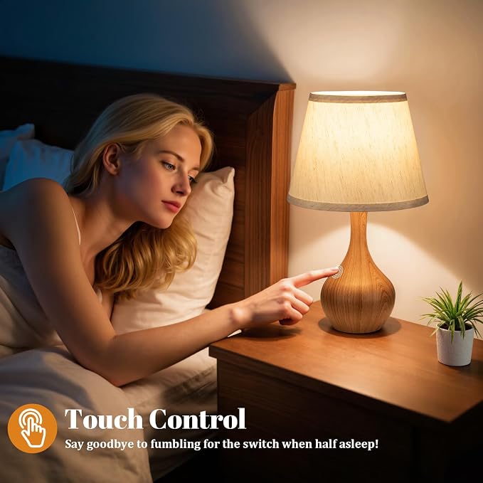 16.1" Touch Table Lamp for Nightstand, Dimmable Small Bedroom Lamp Set of 2 | - Image 3