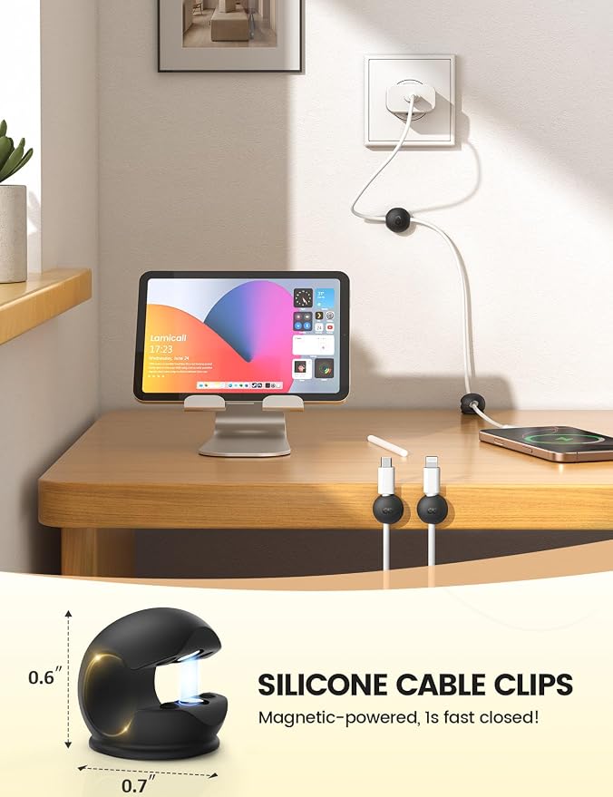 Lamicall 8 Pack Magnetic Cord Organizer, Mini-Soft Silicone Clips | Cable - Image 2