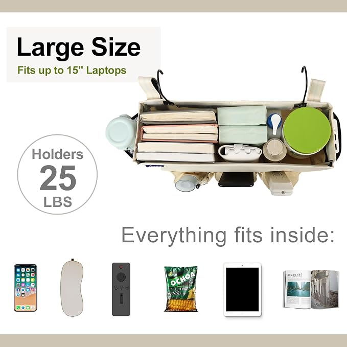 Surblue Bedside Organizer with Hook Caddy Hanging Storage Bag with Adjustable - Image 3