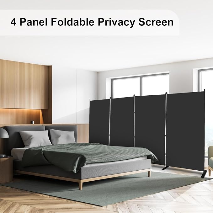 MAYOLIAH 4 Panels Folding Room Divider 6ft Tall Freestanding Privacy Screen | - Image 4
