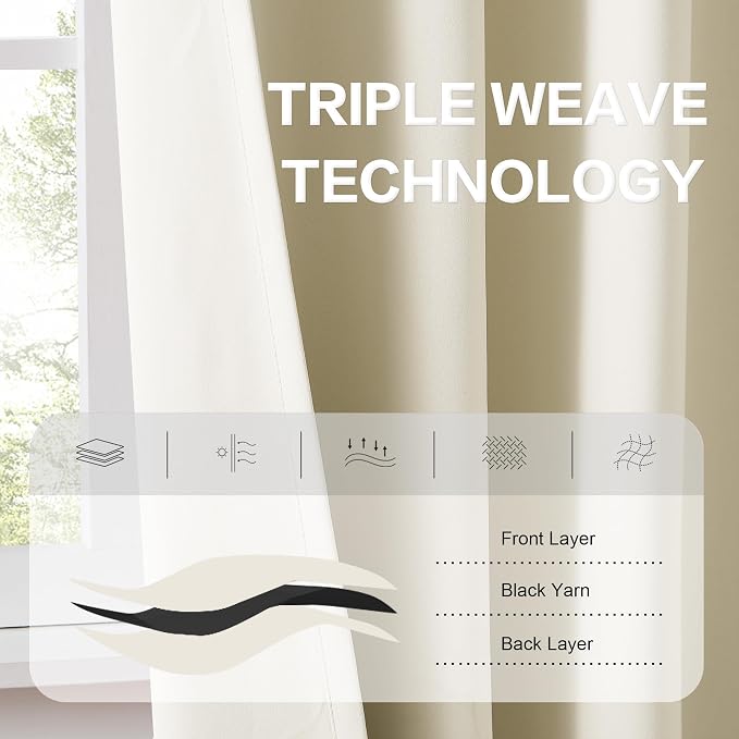 Buttercream Beige Curtains 45 Inch Length - Image 4
