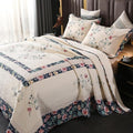 ROOMLIFE Quilt Set Queen Floral Leaves 3D Embroidery Pattern 3-Piece Cotton | by ROOMLIFE