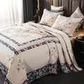 ROOMLIFE Quilt Set Full Floral Leaves 3D Embroidery Pattern 3-Piece Cotton | by ROOMLIFE