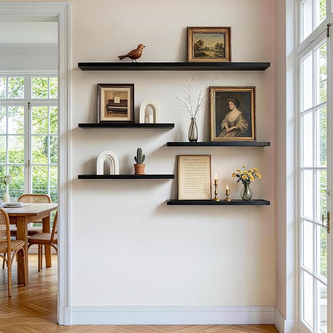 BAYKA Black Floating Shelves 22.5in, Wall Mounted - Image 2