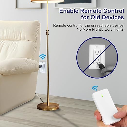Remote Switch Outlet, GreenCyle 2 Outlet Plug with Remote, Wireless On/Off Light Switch Wall Mounted, 15A/1500W, TUV Listed, No Wiring Needed, 500ft RF Range, for Lamps, Fans, Household Appliances