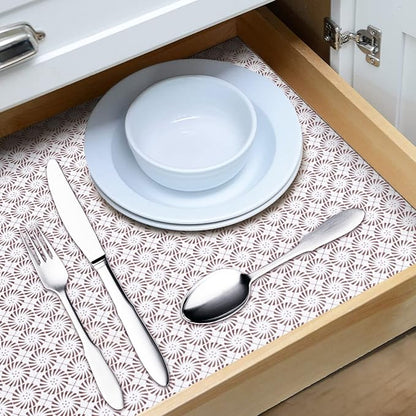 RAY STAR 18X96 Inch Shelf Liner for Kitchen Cabinets, Non-Adhesive Cabinet Liner Washable, PVC Drawer Liner for Dresser Non-Slip Bathroom (Circle)(7 Roll)