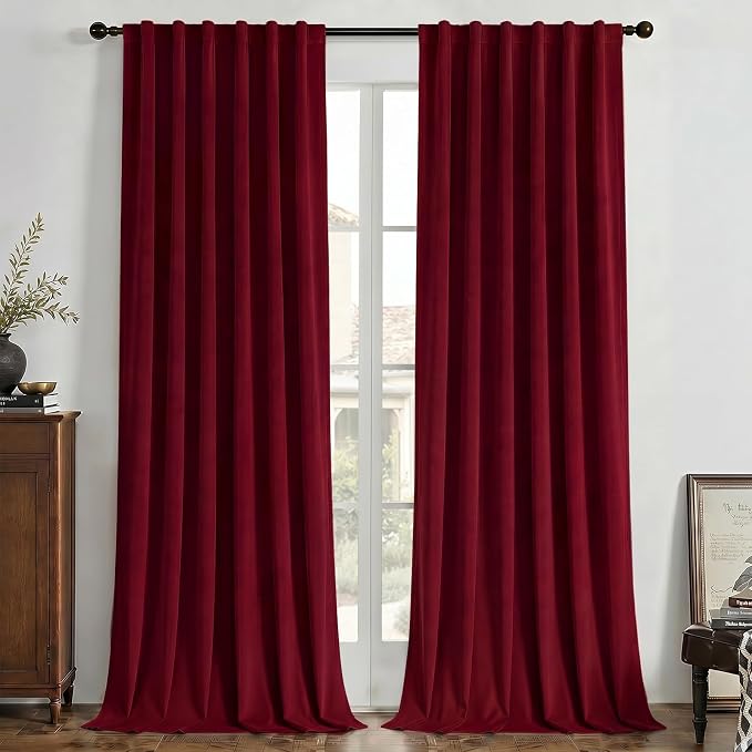 Joydeco 100% Blackout Curtains Velvet Black Out Curtain 96 Inch Drapes | by JOYDECO