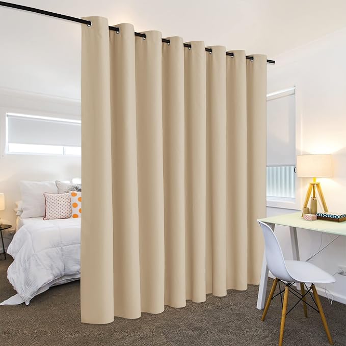 RYB HOME Decor Freestanding Office Partition Wall Divider Blackout Curtain | - Image 3