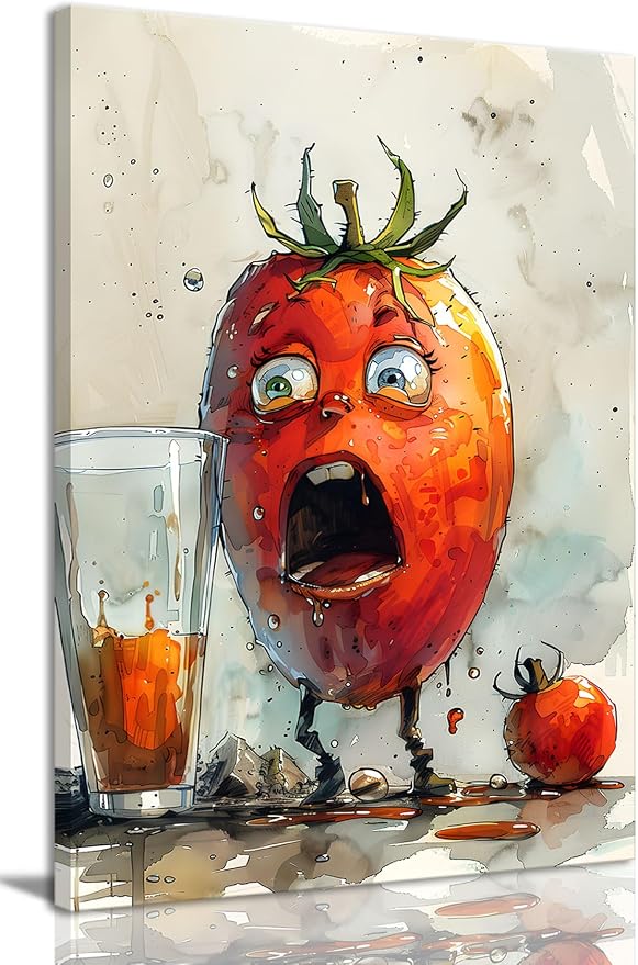 OIQArtOIQ Funny Kitchen Wall Art, Weird Kitchen Wall Decor, Vegetable Paintings by OIQArtOIQ