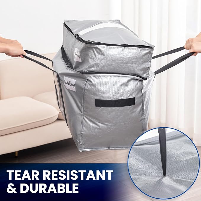 TAILI 2 Tier Moving Bags, 2 Pack Silver Storage Bags - Image 5