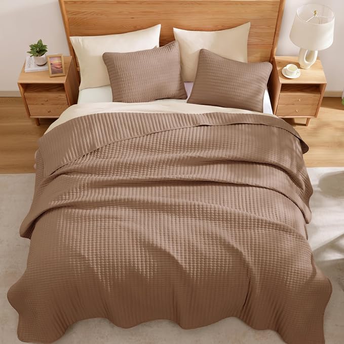 Queen Quilt-Lightweight Bedspreads Brown Queen Size Quilt Bedding Set | Soft - Image 9