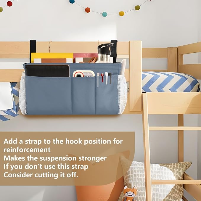 DOMIKING Dusty Blue Bedside Caddy - Image 6