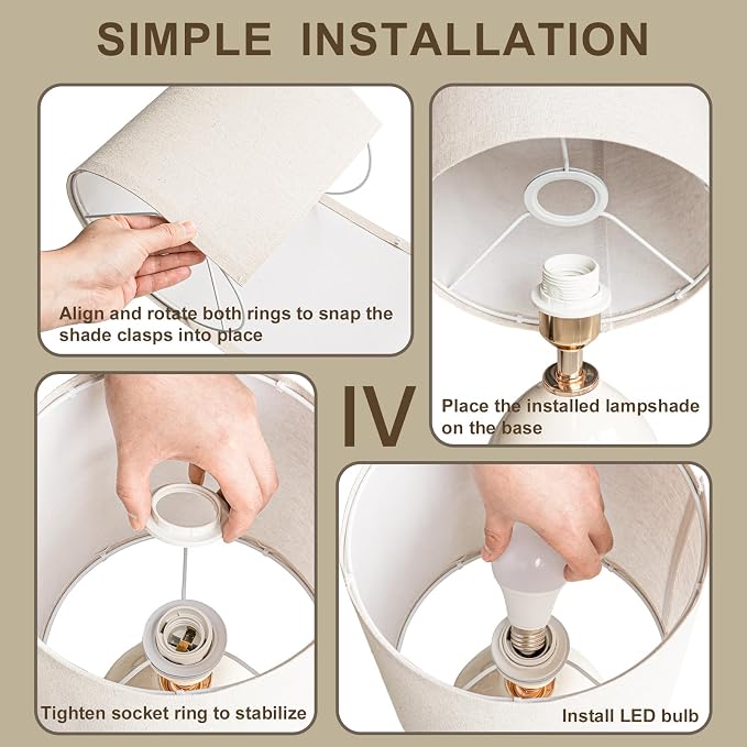 18.5" Table Lamps Set of 2 for Living Room Bedroom, Bedside Lamps for Night - Image 9