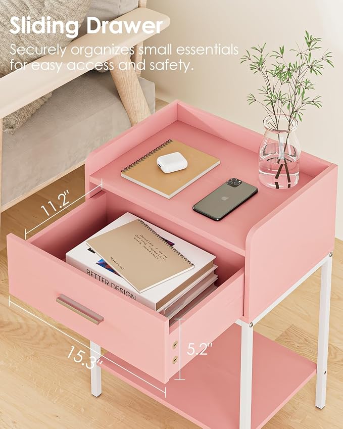 Nightstand, Modern Bedside Table Night Stand - Image 4