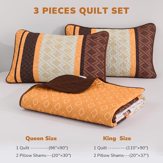 Dinjoy Quilts King Size, Striped Bedspread Bedding Sets, Coverlet Bed Sets - Image 6