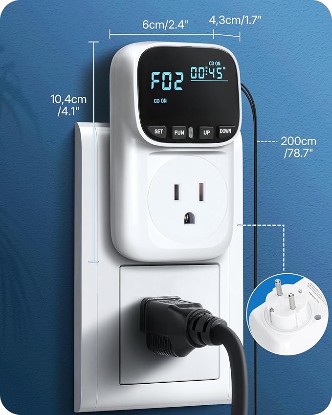 WILAWELS Digital Temperature Controller Outlet, 15A/1800W Heavy Duty Thermostat Plug, VA LCD Display, Heating/Cooling Control, -40°F~210°F, 4 Timer Modes, for Greenhouse Incubator Homebrew W01TC06