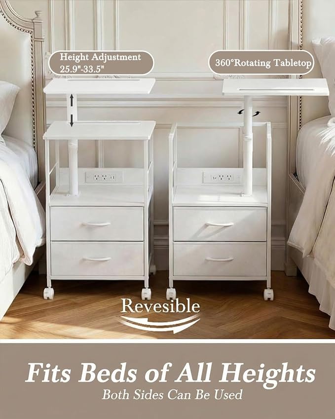 Faesun Swivel Lift Top Nightstand - Image 3