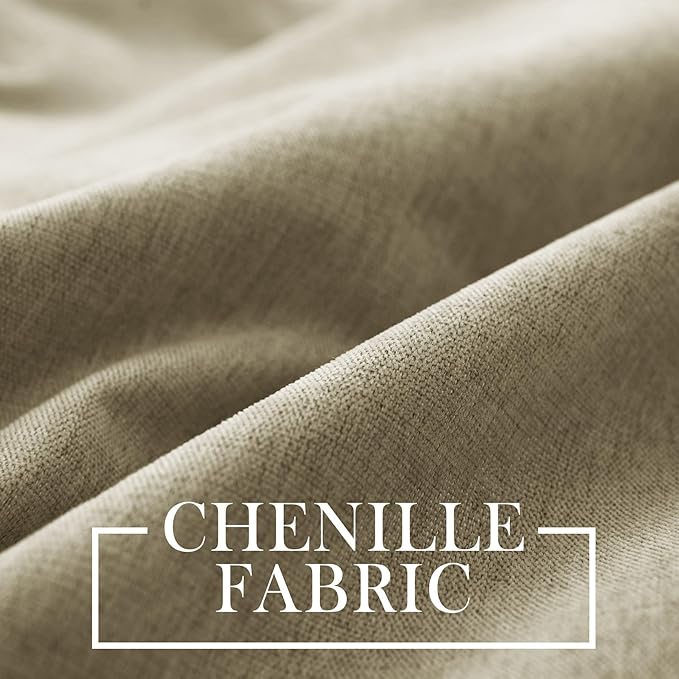 Macochico 100% Blackout Chenille Curtains 96 Inches Long for Hotel Nursery Noise Reducing Thermal Curtains for Bedroom Living Room Grommet Soil Brown Curtains with Tieback 52" Wx96 L Classic 1 Panel