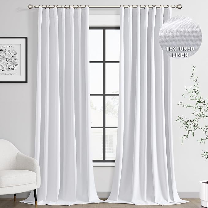 Joywell 100% Blackout Extra Long Linen Curtains 120 Inches Long by Joywell