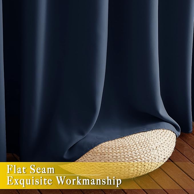 NICETOWN Blackout Navy Blue Bedroom Curtain 118 inches Long, Grommet Thermal - Image 7