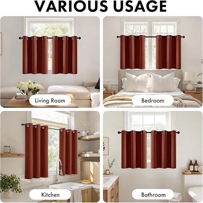 Short Fall Rust Blackout Kitchen Curtain Terracotta W40 x L45 Inch | Burnt - Image 5