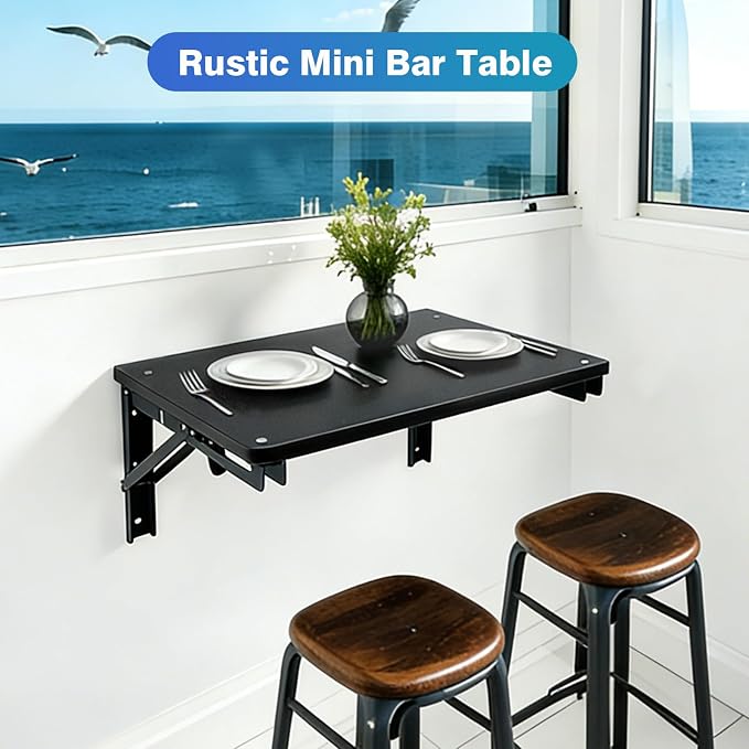 Folding Wall Desk for Small Space, Media Projector Shelves - Image 5